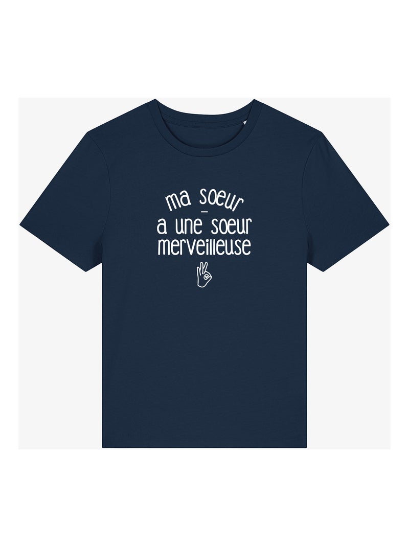 T-shirt Dames - MA SŒUR A UNE SŒUR MERVEILLEUSE Marineblauw - Kiabi