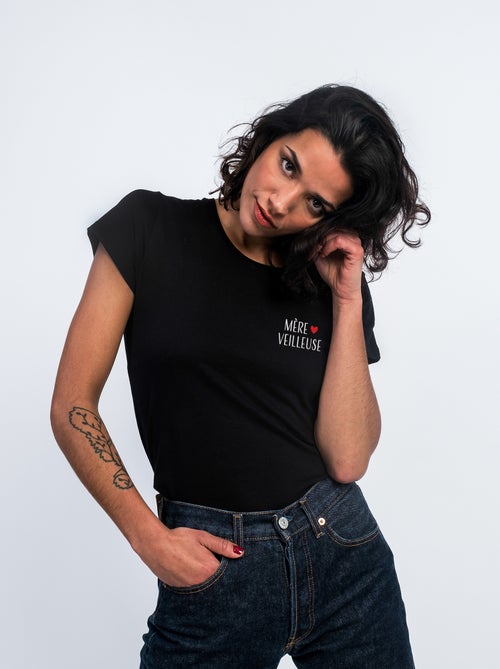 T-shirt Dames - MÈRE VEILLEUSE CŒUR - Kiabi