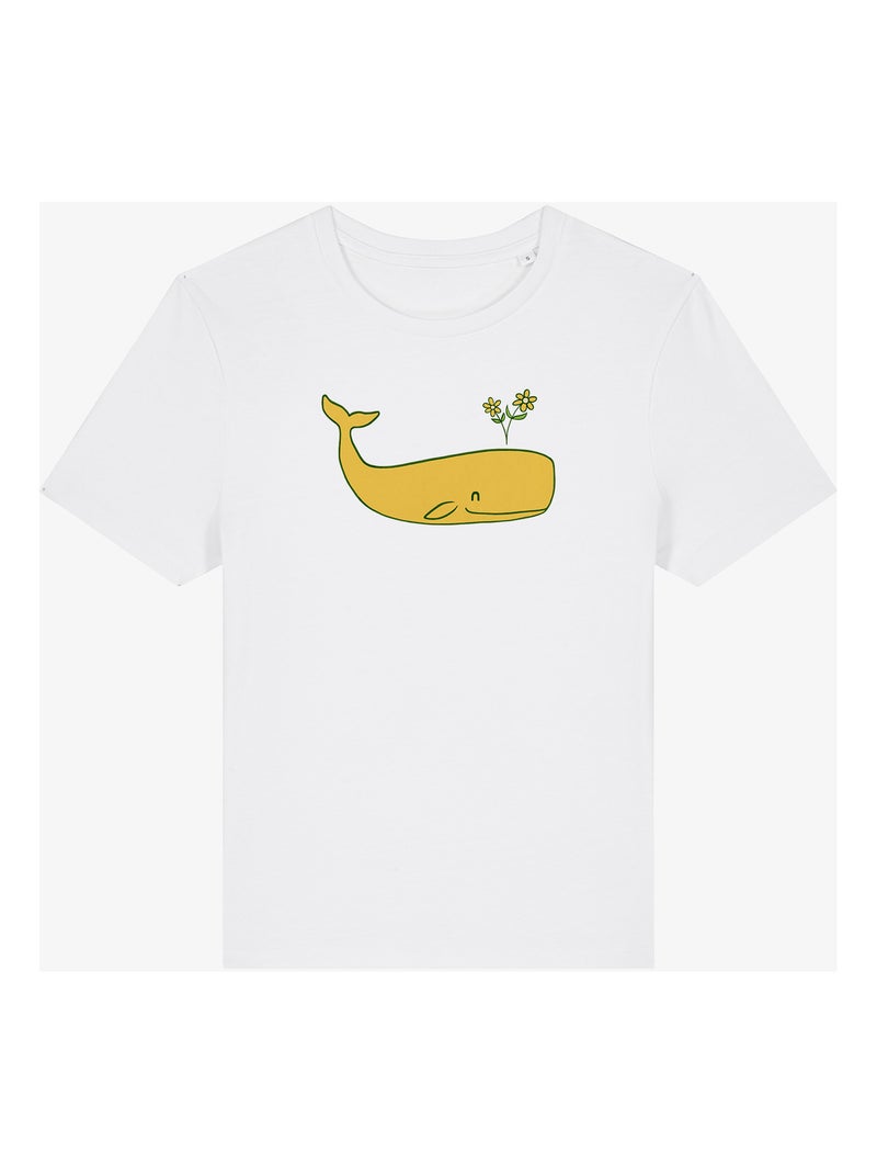 T-shirt Dames - PEACE WHALE Wit - Kiabi