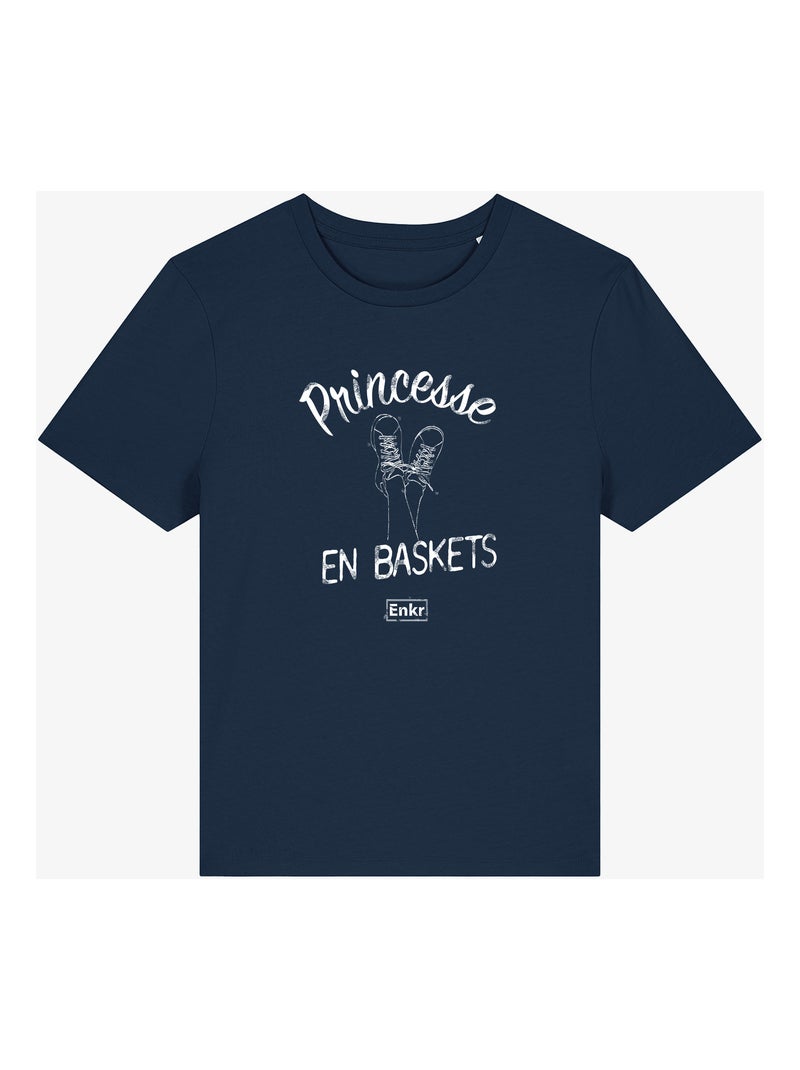 T-shirt Dames - PRINCESSE EN BASKETS Marineblauw - Kiabi