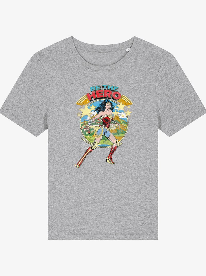 T-shirt Dames - WONDER WOMAN BE THE HERO Gemêleerd grijs - Kiabi