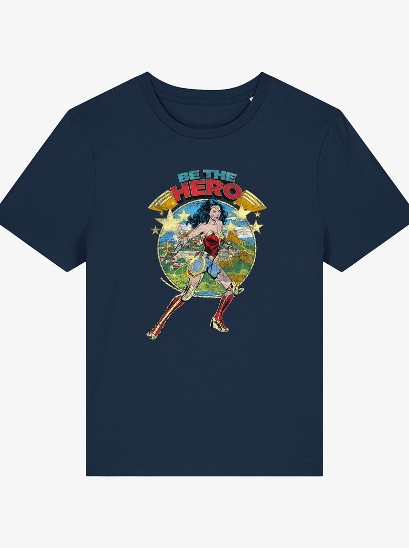 T-shirt Dames - WONDER WOMAN BE THE HERO Marineblauw - Kiabi