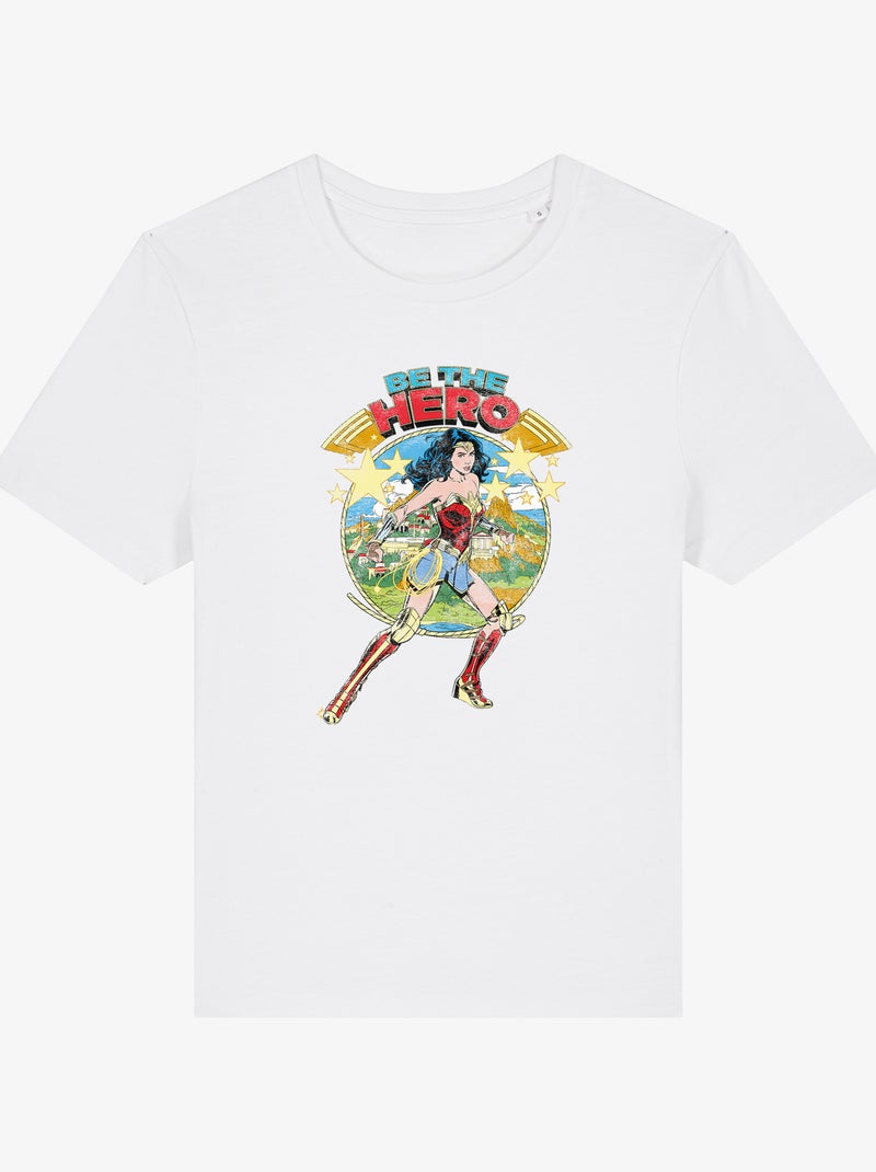 T-shirt Dames - WONDER WOMAN BE THE HERO Wit - Kiabi