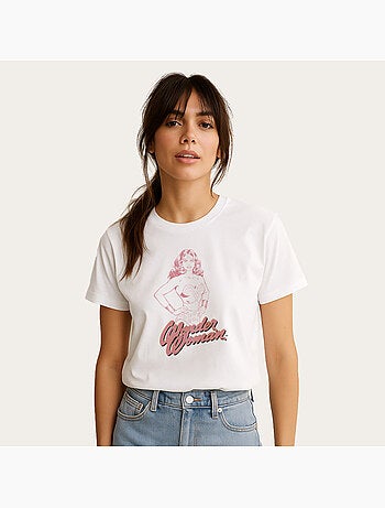 T-shirt Dames - WONDER WOMAN PINK