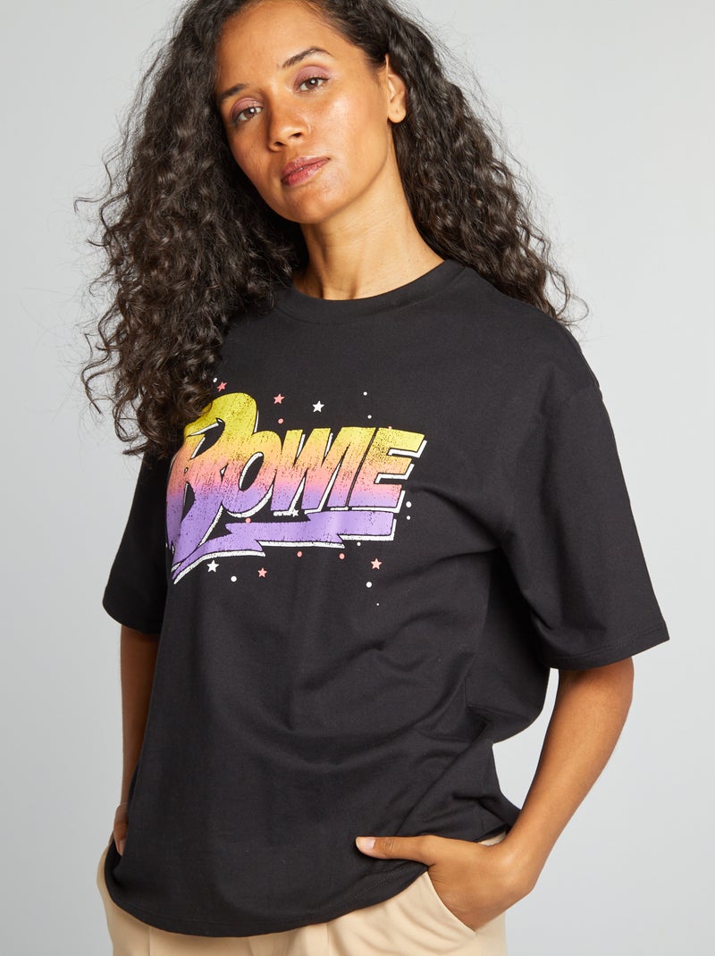 T-shirt 'David Bowie' en jersey noir - Kiabi