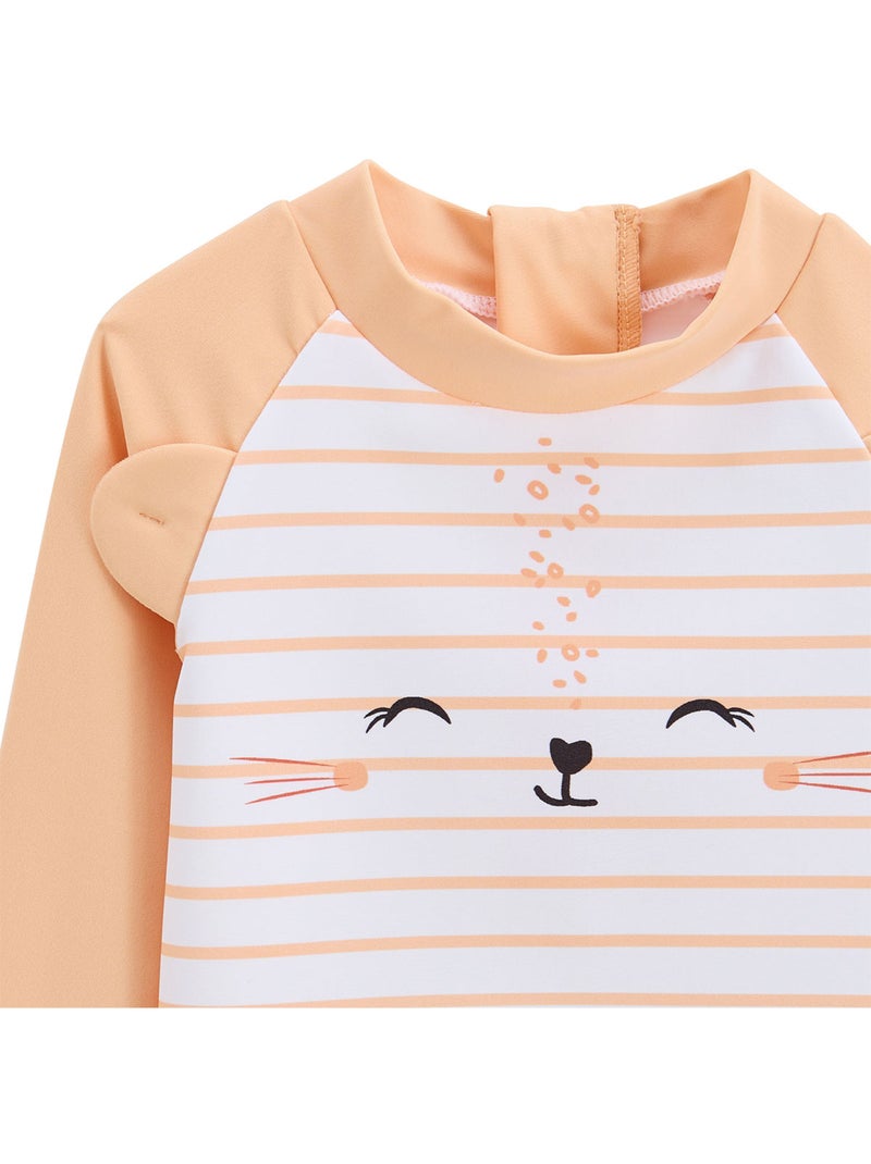 T-shirt de bain bébé de protection UV Calvi Orange corail - Kiabi
