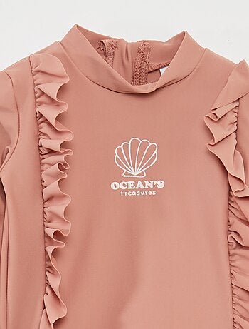 T-shirt de bain volanté à manches longues