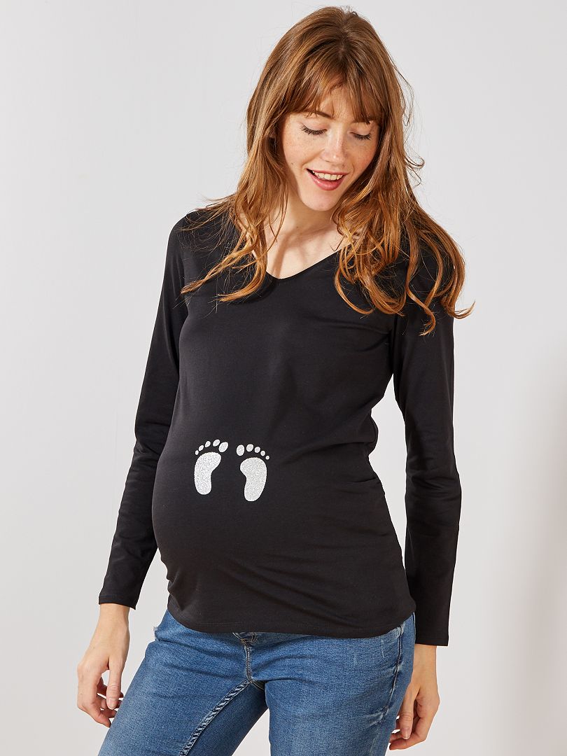 T-shirt de grossesse noir - Kiabi