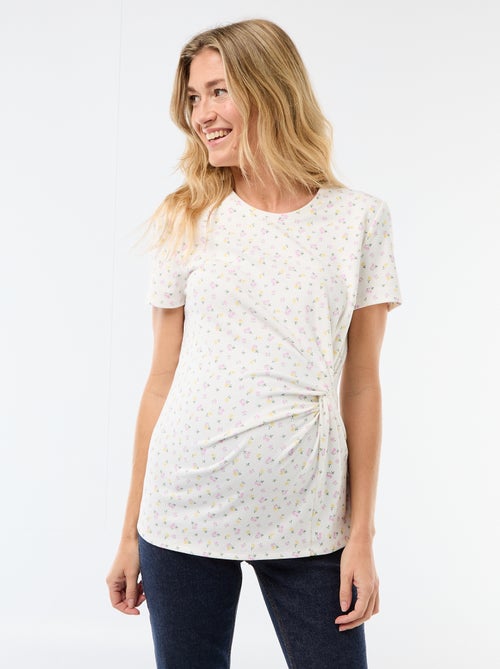 T-shirt de maternité avec col rond drapé - Kiabi
