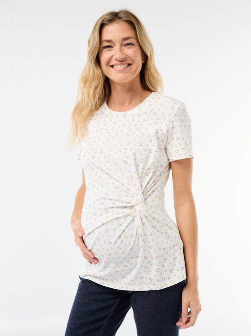 T-shirt de maternité avec col rond drapé - Kiabi