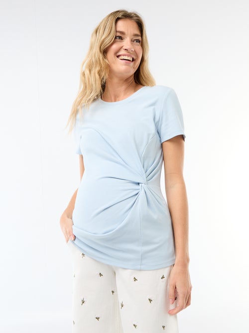 T-shirt de maternité avec col rond drapé - Kiabi