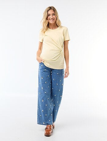 T-shirt de maternité avec col rond drapé