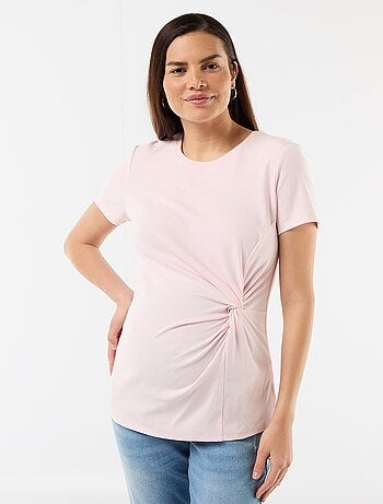 T-shirt de maternité avec col rond drapé