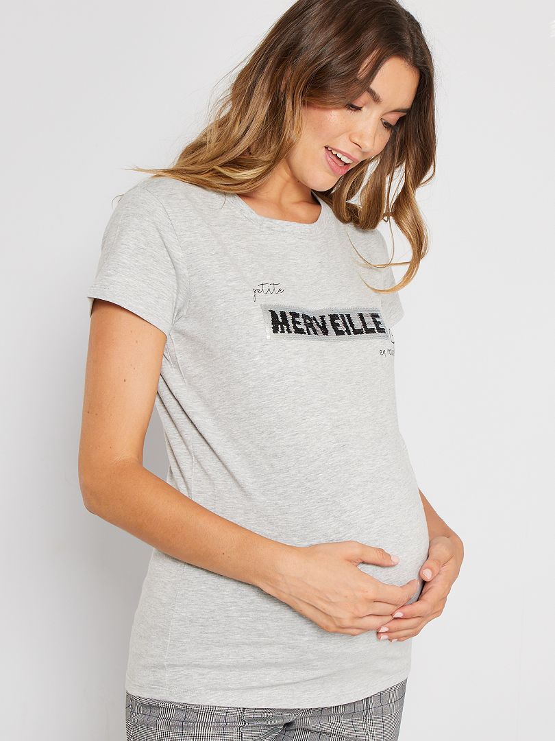 T-shirt de maternité gris/fille - Kiabi