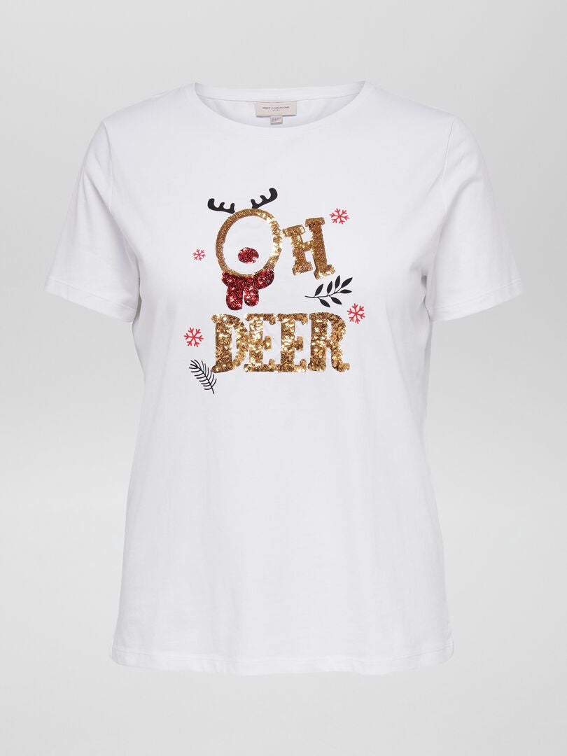 T-shirt de Noël à col rond 'Only Carmakoma' blanc - Kiabi