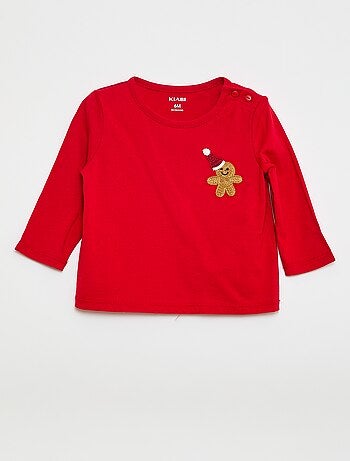 T-shirt de Noël avec broderie à la poitrine