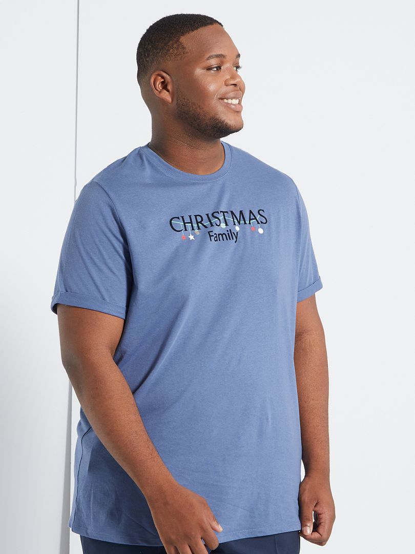 T-shirt de Noël + sac cadeau bleu gris - Kiabi
