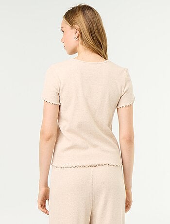 T-shirt de pyjama en maille côtelée