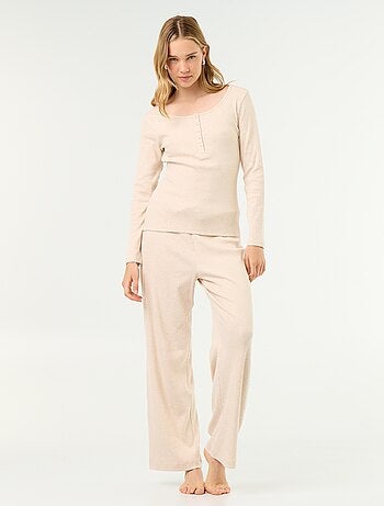 T-shirt de pyjama en maille côtelée