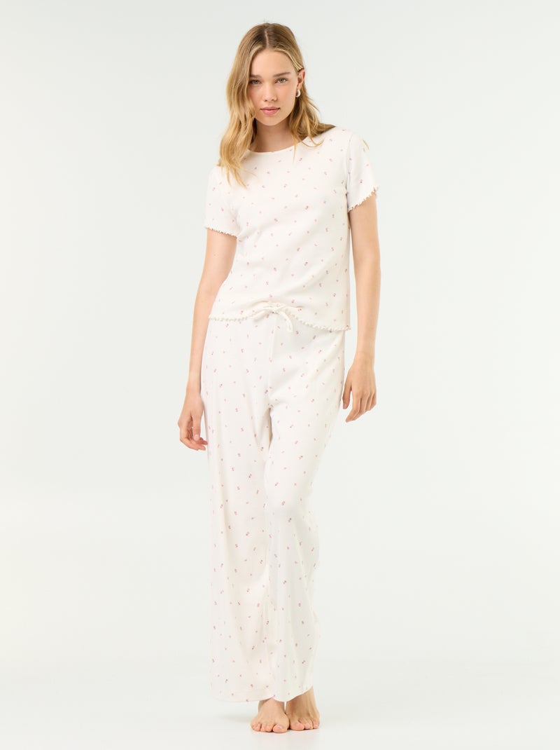 T-shirt de pyjama en maille côtelée Blanc - Kiabi