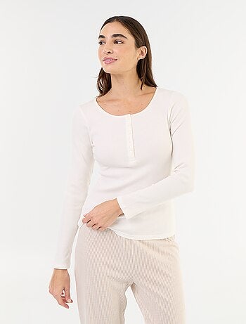 T-shirt de pyjama en maille côtelée