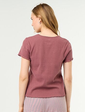 T-shirt de pyjama en maille côtelée