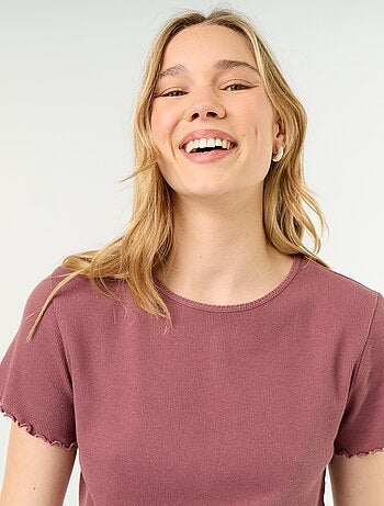 T-shirt de pyjama en maille côtelée