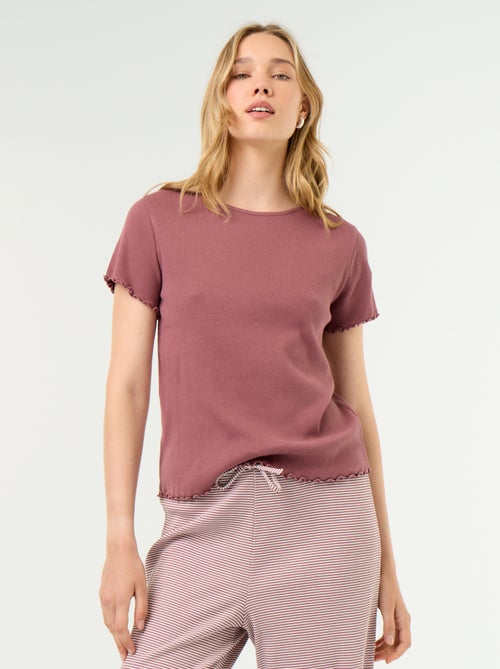 T-shirt de pyjama en maille côtelée - Kiabi