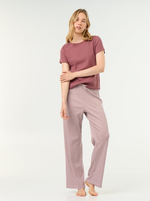 T-shirt de pyjama en maille côtelée - Kiabi