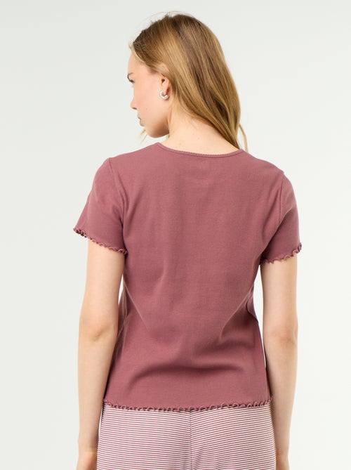 T-shirt de pyjama en maille côtelée - Kiabi