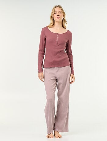 T-shirt de pyjama en maille côtelée