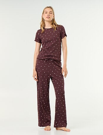T-shirt de pyjama en maille côtelée