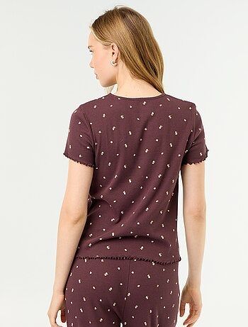 T-shirt de pyjama en maille côtelée
