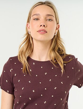 T-shirt de pyjama en maille côtelée
