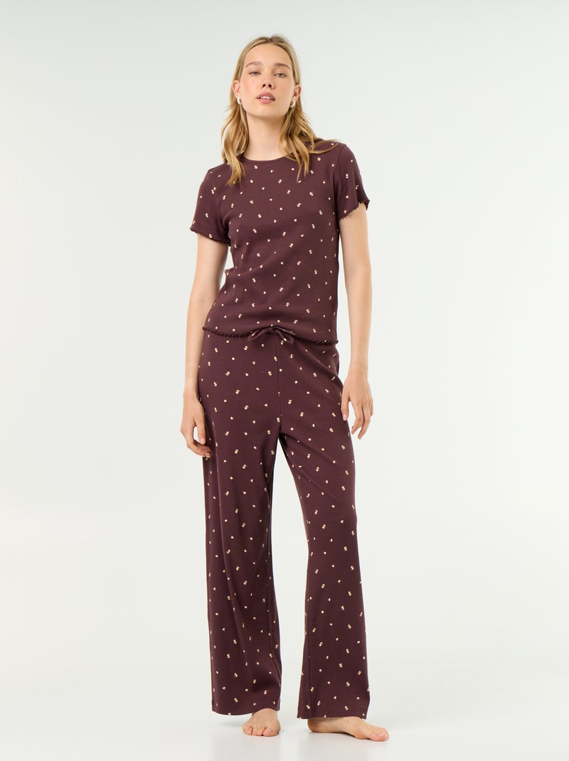 T-shirt de pyjama en maille côtelée Rouge - Kiabi
