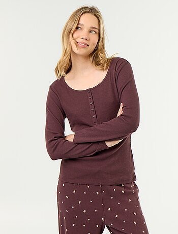 T-shirt de pyjama en maille côtelée