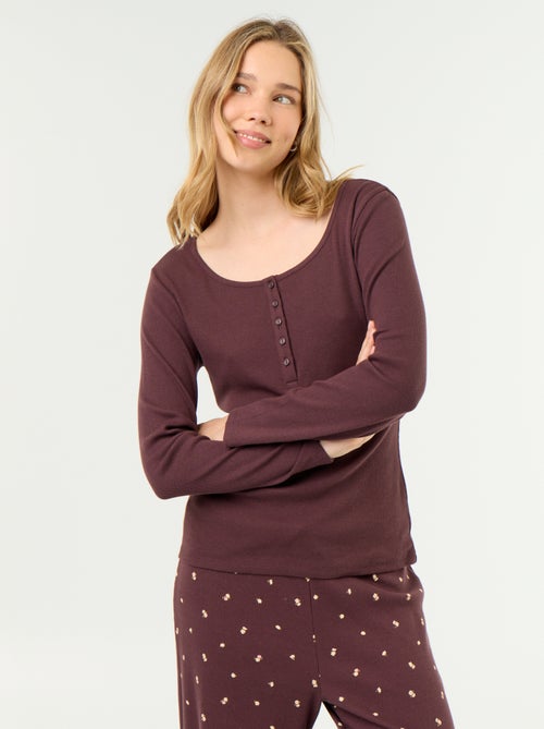 T-shirt de pyjama en maille côtelée - Kiabi