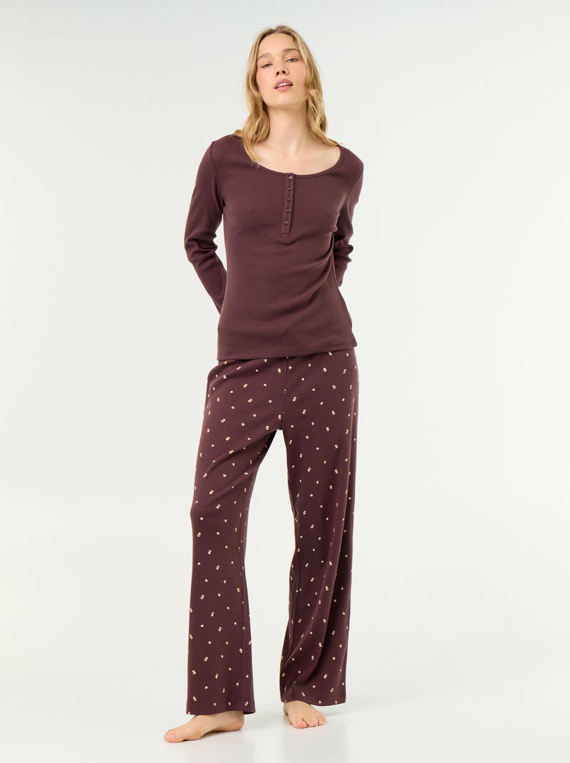 T-shirt de pyjama en maille côtelée Violet - Kiabi