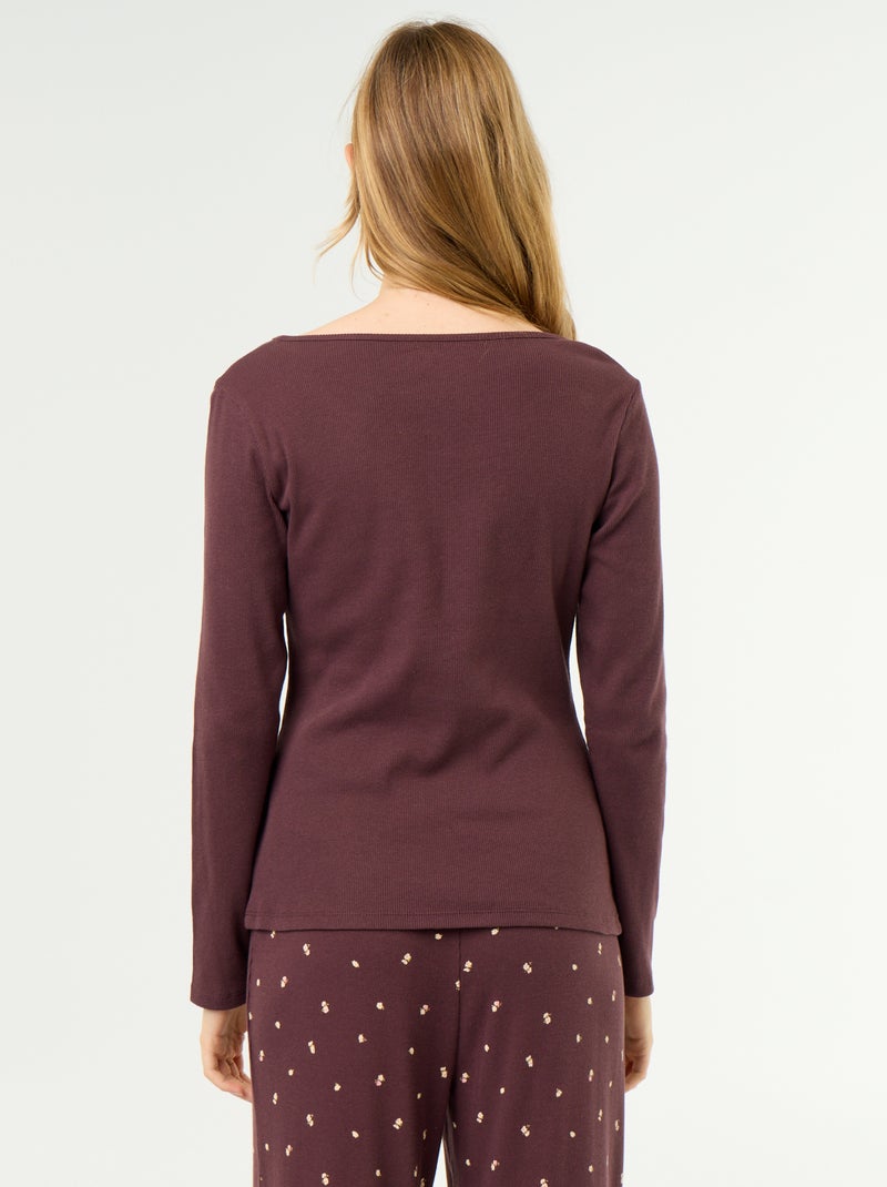 T-shirt de pyjama en maille côtelée Violet - Kiabi