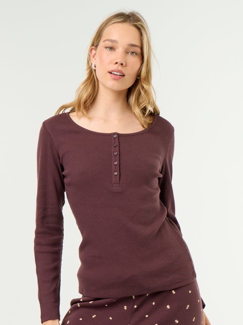T-shirt de pyjama en maille côtelée - Kiabi
