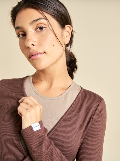 T-shirt de yoga cache-cœur à manches longues (ekstract) - Kiabi