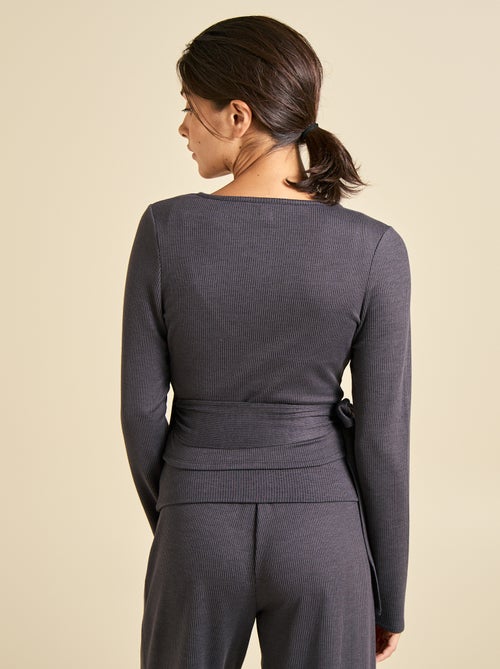 T-shirt de yoga cache-cœur à manches longues (ekstract) - Kiabi