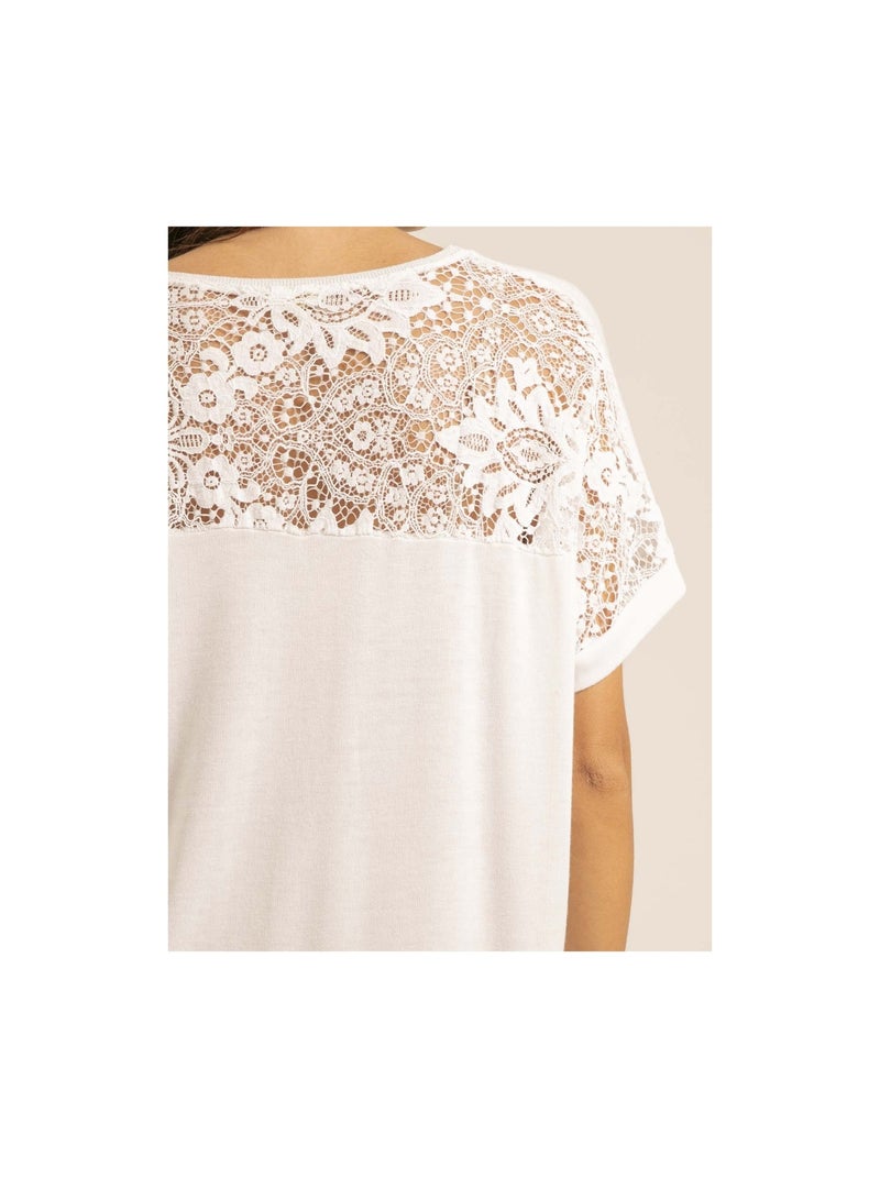T-shirt dentelle ferassia Blanc - Kiabi