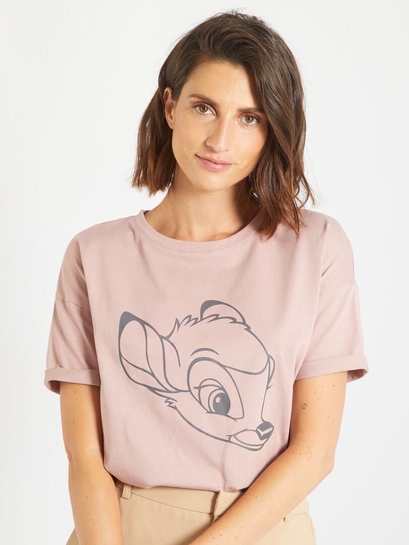 T-shirt 'Disney' à col rond Vieux rose - Kiabi