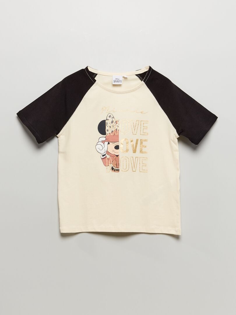 T-shirt 'Disney' avec manches contrastantes Noir - Kiabi