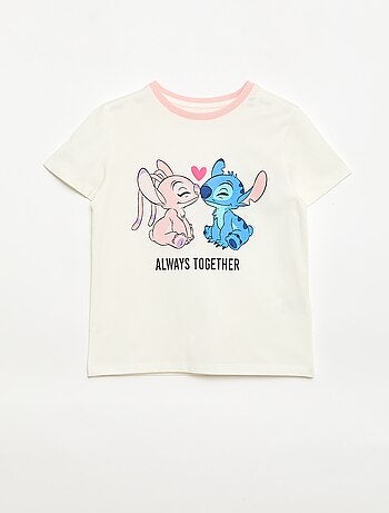 T-shirt 'Disney' 'Stitch & Angel' van effen katoen