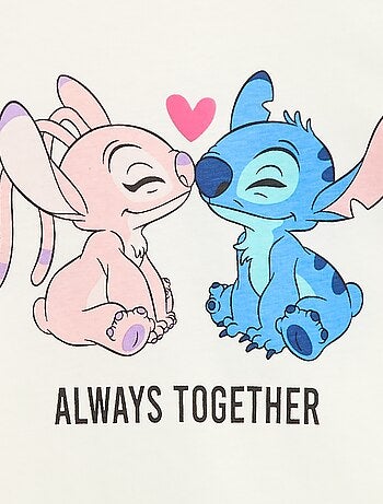T-shirt 'Disney' 'Stitch & Angel' van effen katoen