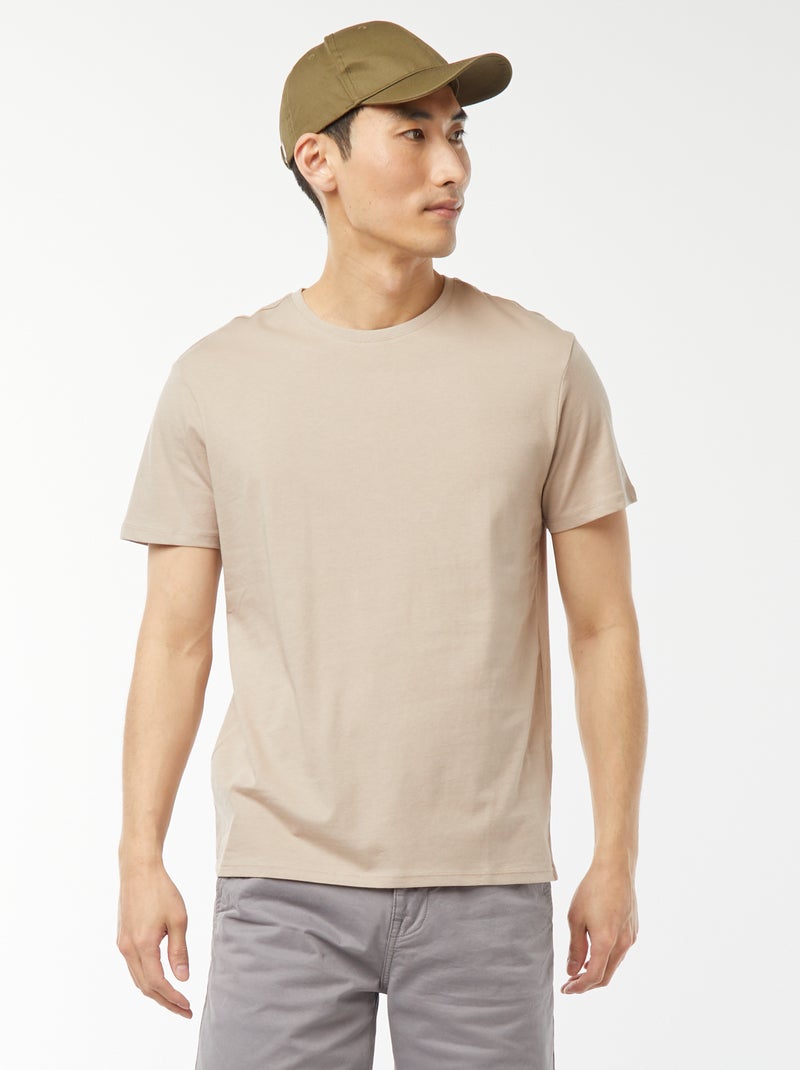 T-shirt droit en jersey uni Beige - Kiabi