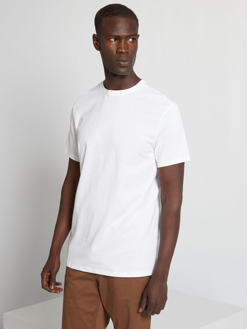 T-shirt droit en jersey uni blanc - Kiabi