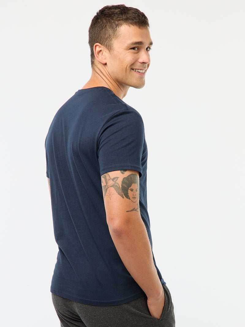 T-shirt droit en jersey uni Bleu marine - Kiabi